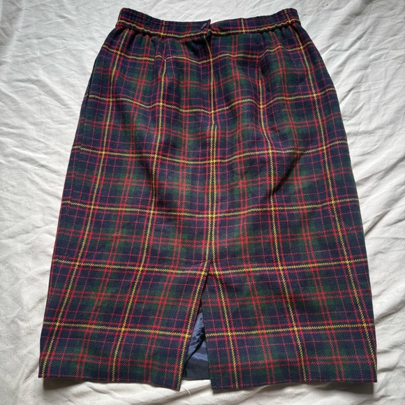 Vintage 70s Plaid Pencil Skirt Size 10 28” Waist 26” Length Zipper Slit Back - Picture 2 of 4